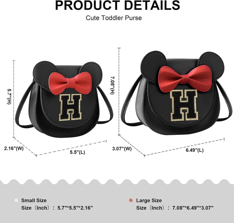 Iqimott Toddler Purse Girl Wallet for 2-10 Year Old Birthday Gift, Personalized Kids Little Mouse Ear Bow Crossbody Shoulder Purse - Image 2